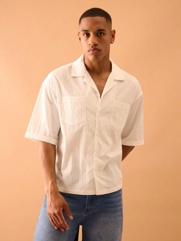 Musero Chemise à manches courtes texturée avec boutonnage, style décontracté d'été, streetstyle intelligent, vacances – Image 2