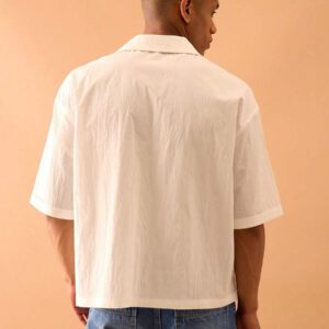 Musero Chemise à manches courtes texturée avec boutonnage, style décontracté d'été, streetstyle intelligent, vacances