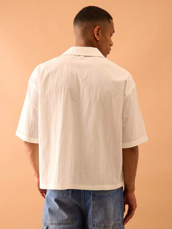 Musero Chemise à manches courtes texturée avec boutonnage, style décontracté d'été, streetstyle intelligent, vacances – Image 4