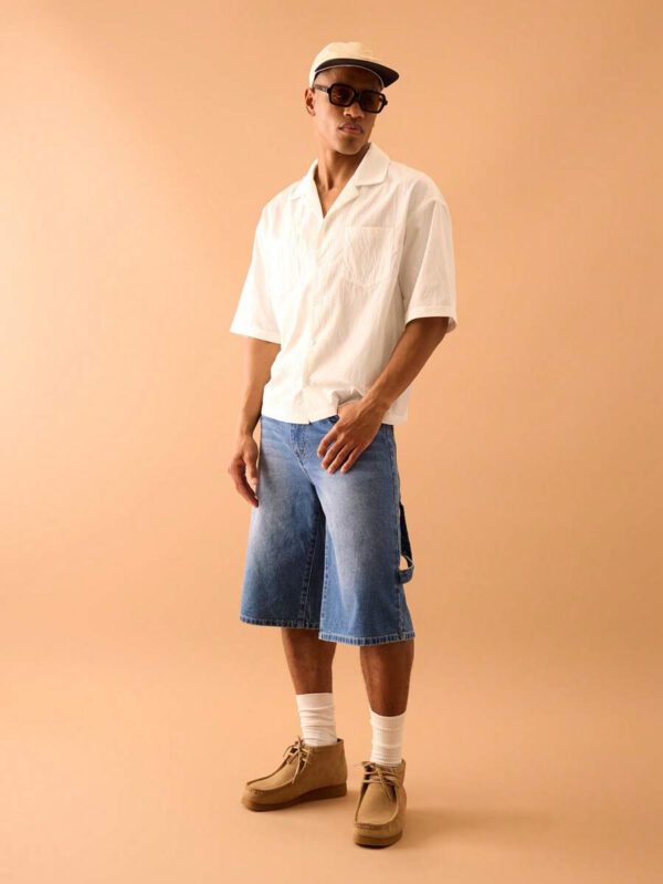 Musero Chemise à manches courtes texturée avec boutonnage, style décontracté d'été, streetstyle intelligent, vacances – Image 5