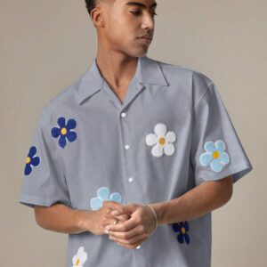 SWAVVY Chemise casual ample à manches courtes tissée pour homme, jeune