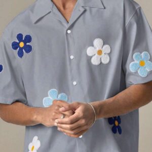 SWAVVY Chemise casual ample à manches courtes tissée pour homme, jeune