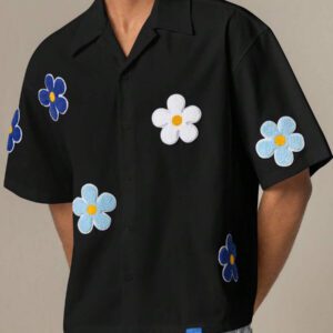 SWAVVY Chemise casual ample à manches courtes tissée pour homme, jeune