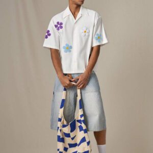 SWAVVY Chemise casual ample à manches courtes tissée pour homme, jeune