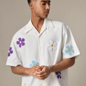 SWAVVY Chemise casual ample à manches courtes tissée pour homme, jeune
