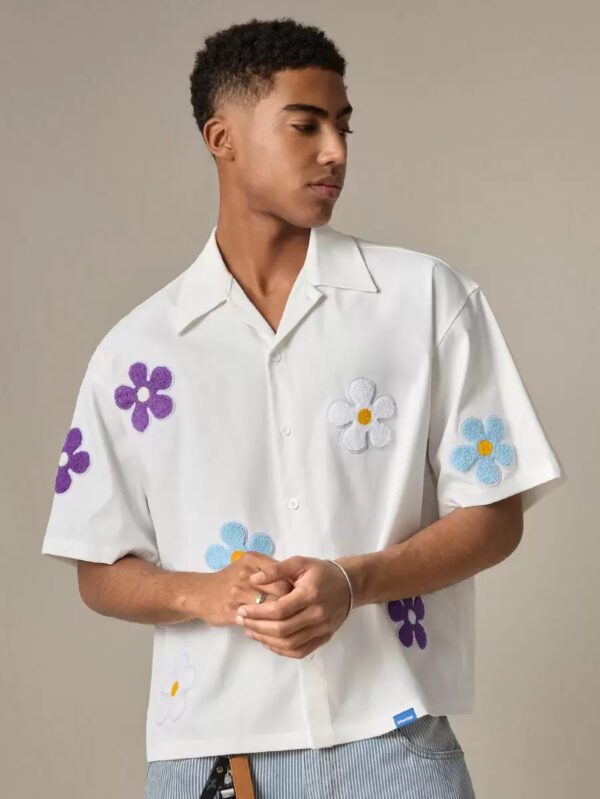 SWAVVY Chemise casual ample à manches courtes tissée pour homme, jeune – Image 13