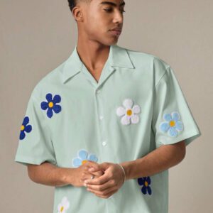 SWAVVY Chemise casual ample à manches courtes tissée pour homme, jeune