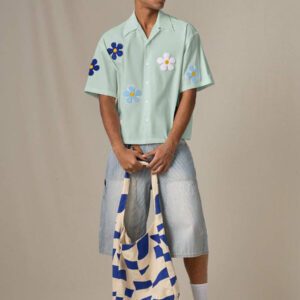 SWAVVY Chemise casual ample à manches courtes tissée pour homme, jeune