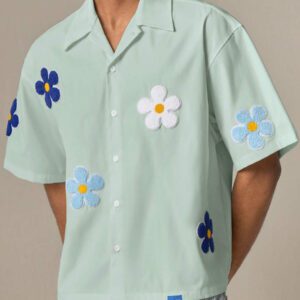SWAVVY Chemise casual ample à manches courtes tissée pour homme, jeune