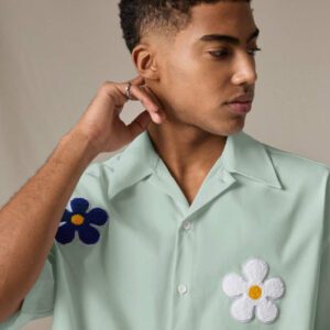 SWAVVY Chemise casual ample à manches courtes tissée pour homme, jeune