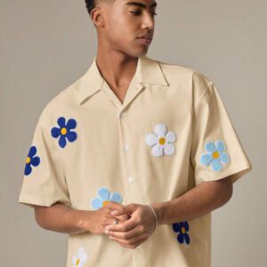 SWAVVY Chemise casual ample à manches courtes tissée pour homme, jeune