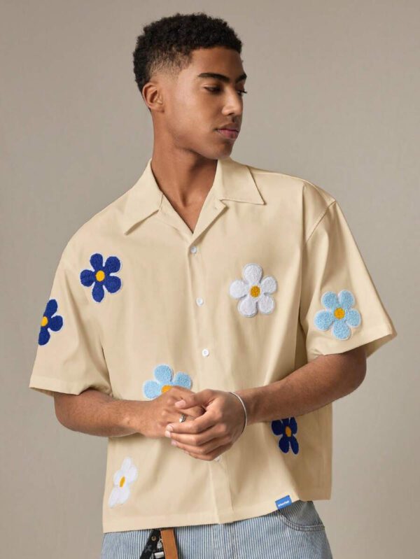 SWAVVY Chemise casual ample à manches courtes tissée pour homme, jeune – Image 21