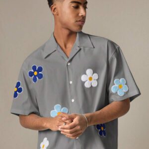 SWAVVY Chemise casual ample à manches courtes tissée pour homme, jeune