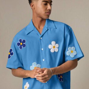 SWAVVY Chemise casual ample à manches courtes tissée pour homme, jeune