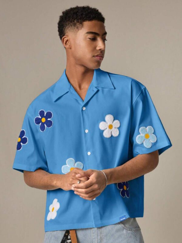SWAVVY Chemise casual ample à manches courtes tissée pour homme, jeune – Image 36