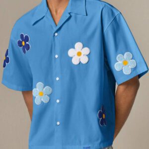 SWAVVY Chemise casual ample à manches courtes tissée pour homme, jeune