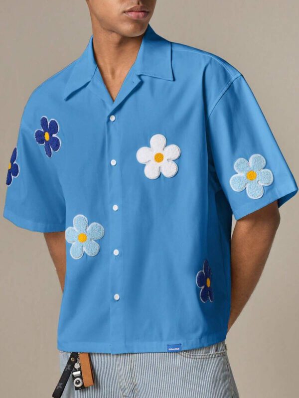 SWAVVY Chemise casual ample à manches courtes tissée pour homme, jeune – Image 37