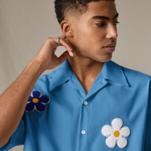 SWAVVY Chemise casual ample à manches courtes tissée pour homme, jeune