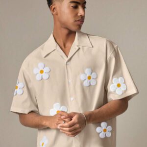 SWAVVY Chemise casual ample à manches courtes tissée pour homme, jeune