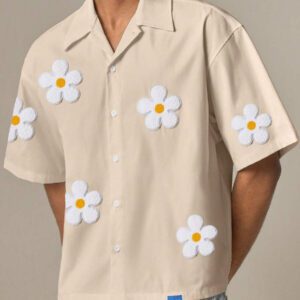 SWAVVY Chemise casual ample à manches courtes tissée pour homme, jeune