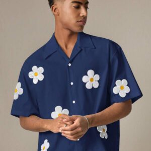 SWAVVY Chemise casual ample à manches courtes tissée pour homme, jeune