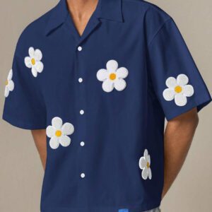 SWAVVY Chemise casual ample à manches courtes tissée pour homme, jeune