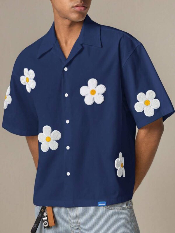 SWAVVY Chemise casual ample à manches courtes tissée pour homme, jeune – Image 45