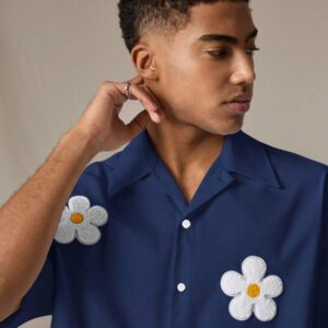 SWAVVY Chemise casual ample à manches courtes tissée pour homme, jeune