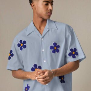 SWAVVY Chemise casual ample à manches courtes tissée pour homme, jeune