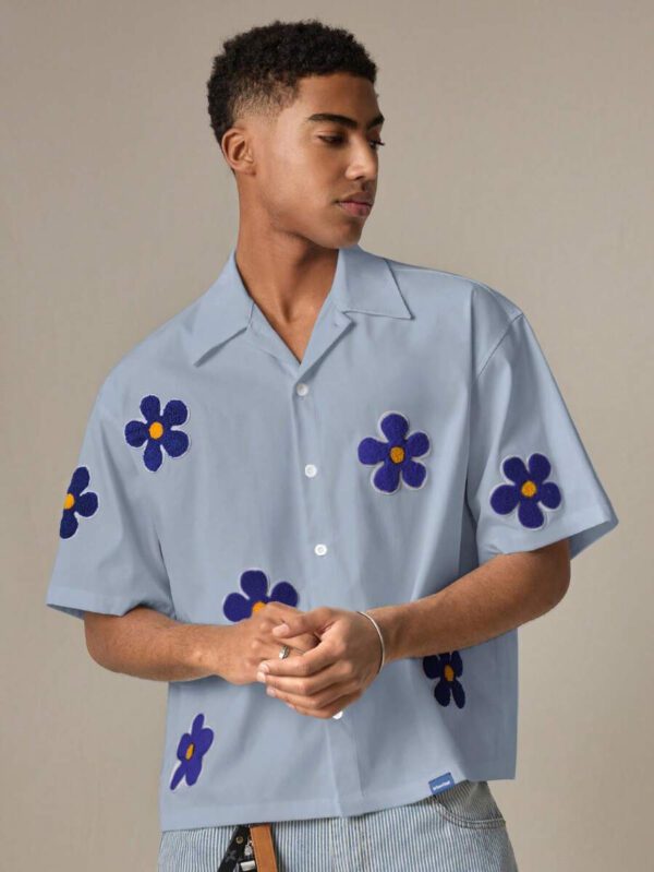 SWAVVY Chemise casual ample à manches courtes tissée pour homme, jeune – Image 49