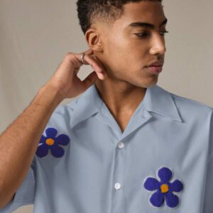 SWAVVY Chemise casual ample à manches courtes tissée pour homme, jeune