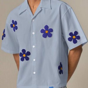 SWAVVY Chemise casual ample à manches courtes tissée pour homme, jeune