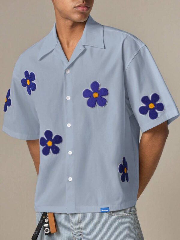 SWAVVY Chemise casual ample à manches courtes tissée pour homme, jeune – Image 53