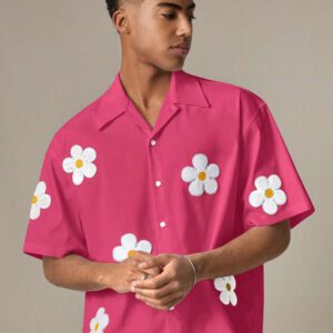 SWAVVY Chemise casual ample à manches courtes tissée pour homme, jeune