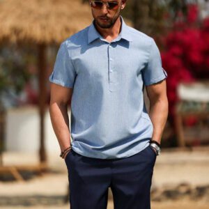 Manfinity RSRT Chemise à manches courtes casual homme, unie, d'été