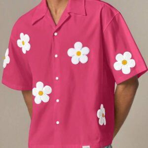 SWAVVY Chemise casual ample à manches courtes tissée pour homme, jeune