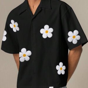 SWAVVY Chemise casual ample à manches courtes tissée pour homme, jeune