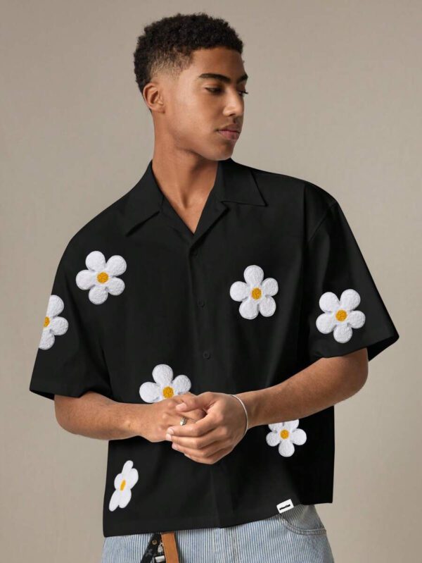 SWAVVY Chemise casual ample à manches courtes tissée pour homme, jeune – Image 62