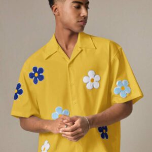 SWAVVY Chemise casual ample à manches courtes tissée pour homme, jeune