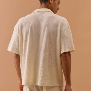 Musero Chemise à manches courtes texturée surdimensionnée à boutons pour hommes, printemps, été, vacances