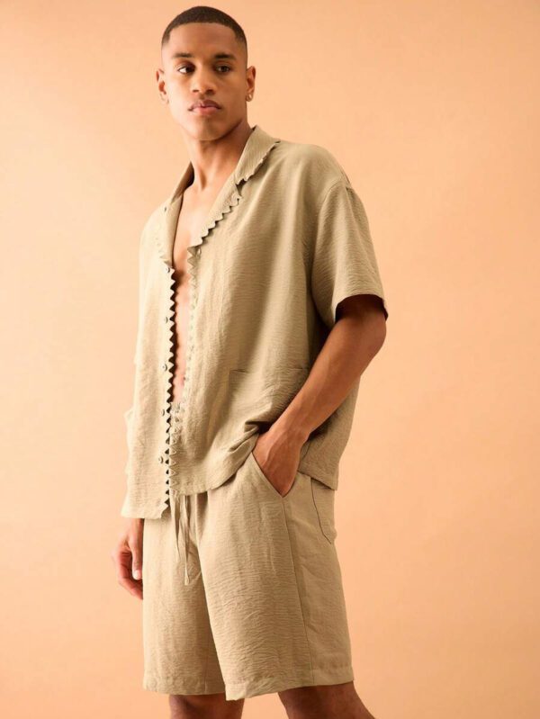 Musero Chemise à manches courtes à boutons dentelés, style de rue élégant d'été, vacances décontractées – Image 3