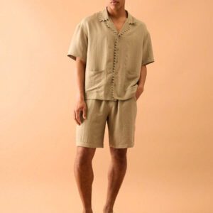 Musero Chemise à manches courtes à boutons dentelés, style de rue élégant d'été, vacances décontractées