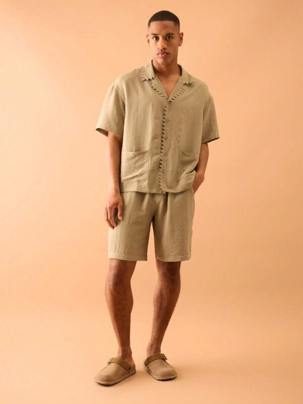 Musero Chemise à manches courtes à boutons dentelés, style de rue élégant d'été, vacances décontractées – Image 5