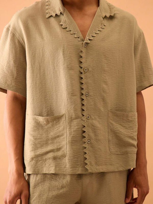 Musero Chemise à manches courtes à boutons dentelés, style de rue élégant d'été, vacances décontractées – Image 6