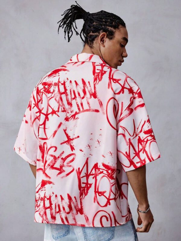 ROMWE MEN Street Life Chemise à manches courtes à imprimé graffiti pour homme – Image 5