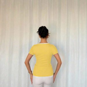 Islaluna T-shirt ajusté à manches courtes pour femmes, minimaliste, côtelé, monochrome