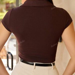 Andrea Bello Tee-shirt col polo ajusté pour femmes, casual d'affaires