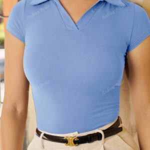 Andrea Bello Tee-shirt col polo ajusté pour femmes, casual d'affaires