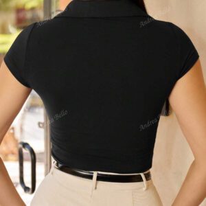 Andrea Bello Tee-shirt col polo ajusté pour femmes, casual d'affaires