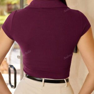 Andrea Bello Tee-shirt col polo ajusté pour femmes, casual d'affaires